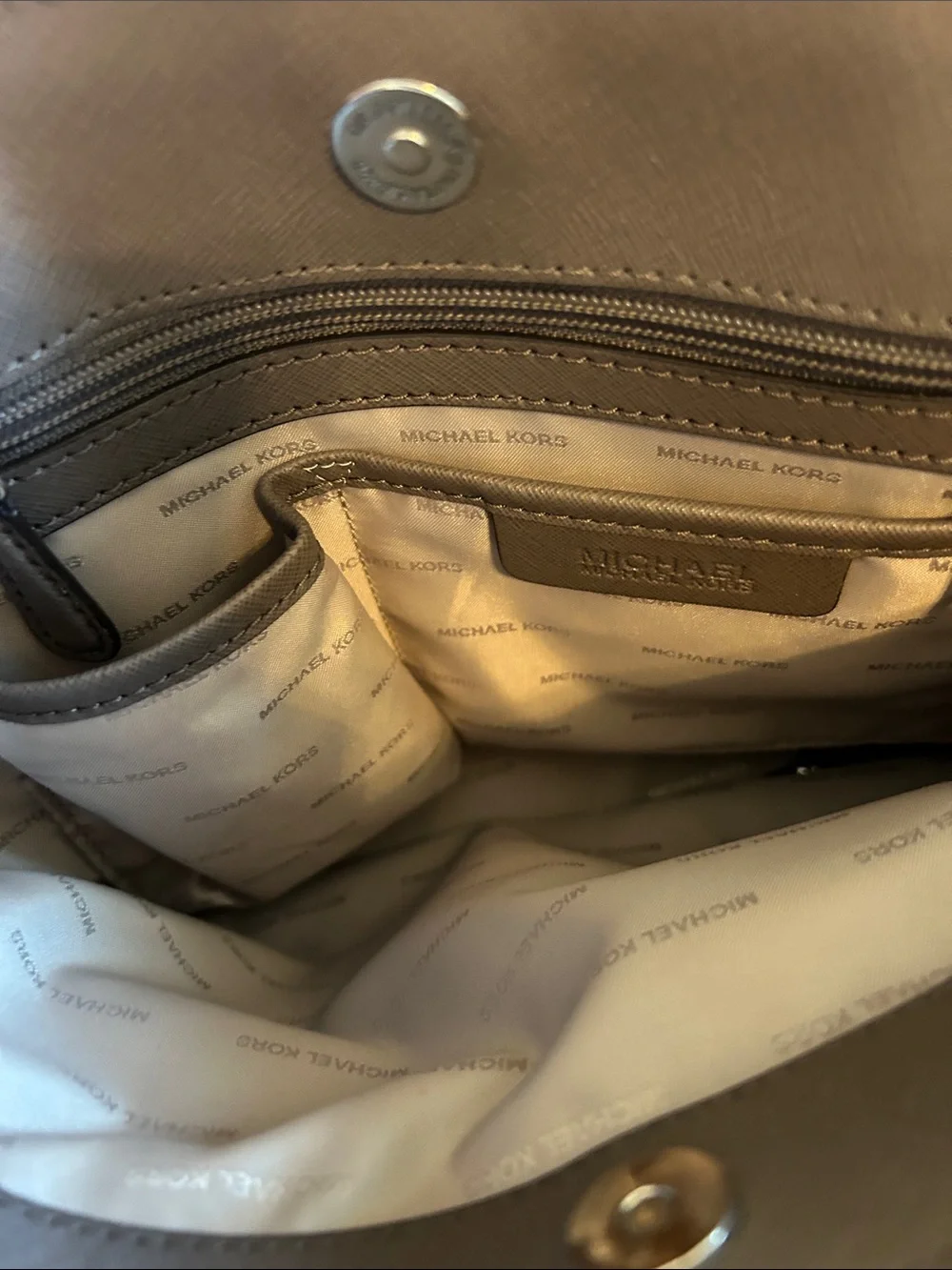 Michael Kors Brown Saffiano Leather Satchel with Crossbody Strap